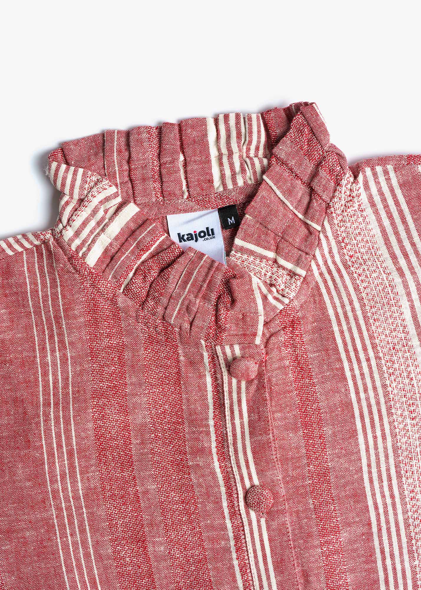 Button Up Tunic Dress in Red with White Stripes