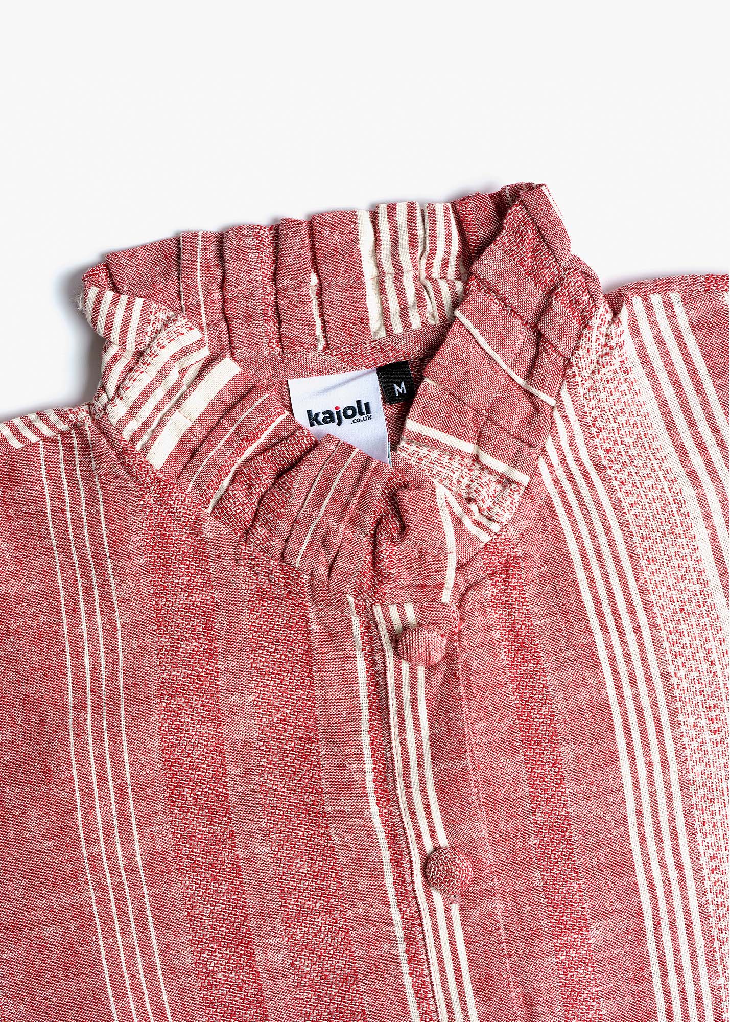 Button Up Tunic in Red with White Stripes Top and Bottom Set