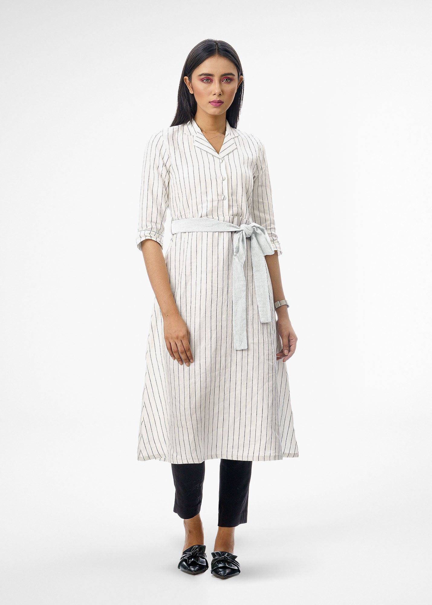 Top Gianni Bini Off-White Pinstripe Dress