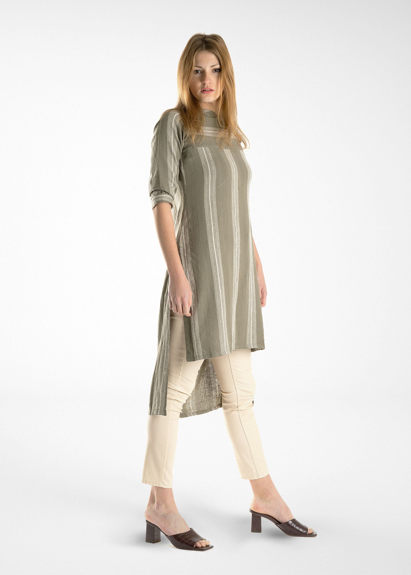 Classic Eastern Styled Kurti Tunic in Olive Green