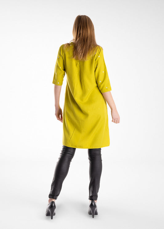 Lemon Yellow Eastern Styled Kurti Tunic with Embroidery