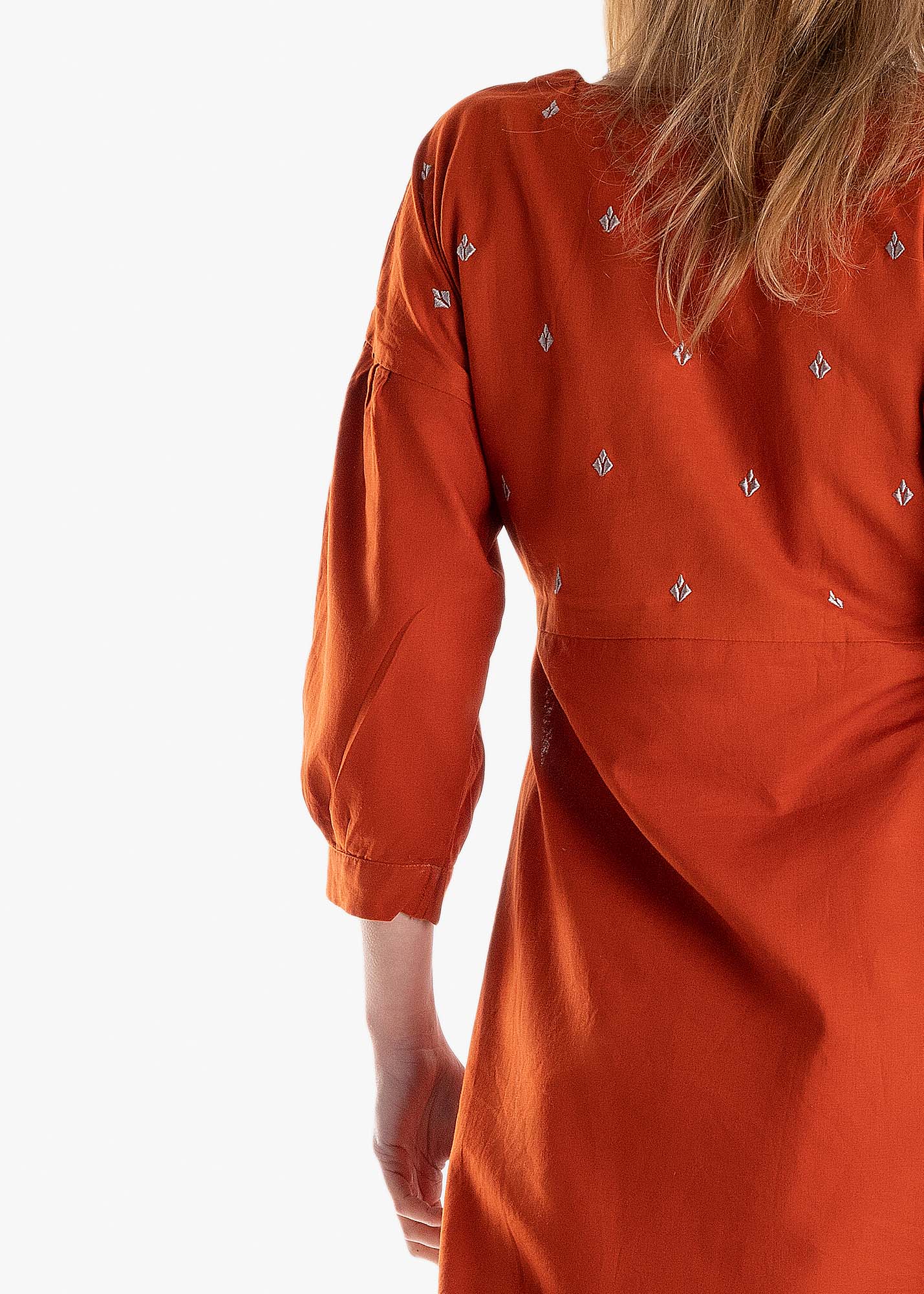 Burnt Red Eastern Styled Kurti Tunic with Embroidery