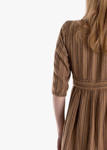 Striped Brown Midi Dress